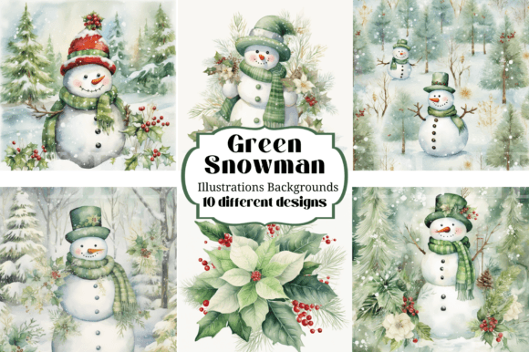10 Green Snowman Background Illustrations for Your Winter Projects