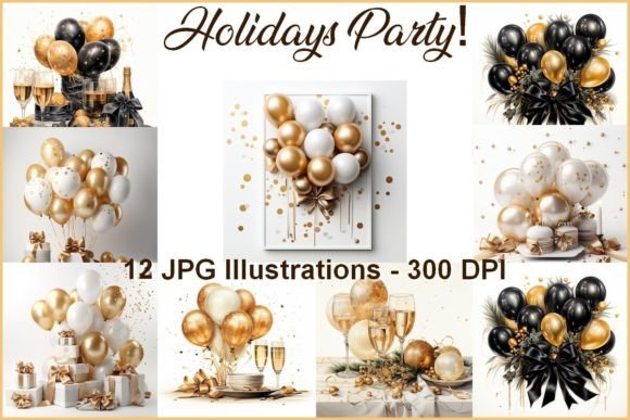 12 Holidays Party Illustrations: A Festive Design Toolkit