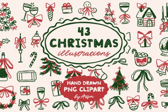 43 Whimsical Christmas Illustrations PNG: A Designer's Cozy Holiday Toolkit