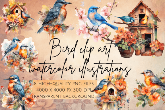 Bird Clip Art Watercolor Illustrations: Your Design Toolkit