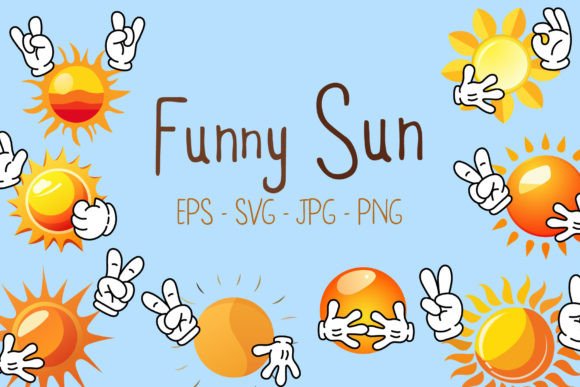 Brighten Your Designs with Cartoon Sun Set Illustrations