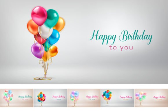 Celebrate in Style: Festive Birthday Illustrations with Balloons