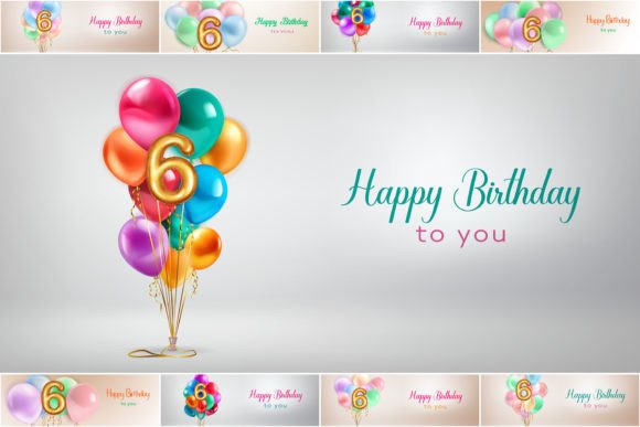 Celebrate in Style: Happy Birthday Illustrations, 6 Year for Vibrant Designs