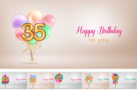 Celebrate Milestones with Vibrant Happy Birthday Illustrations, 35 Year