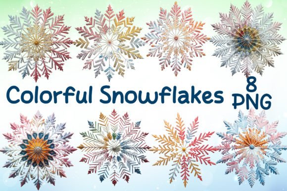 Colorful Snowflakes Illustrations Bundle: A Winter Design Toolkit