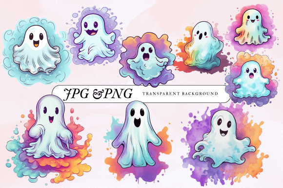 Cute Retro Ghost Clipart for Spooky-Cute Designs