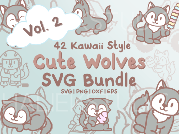 Cute Wolves Vol. 2 SVG: 42 Adorable Illustrations for Your Projects