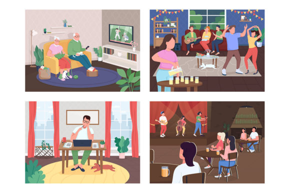 Entertainment Activities Illustrations: A Vibrant Design Asset