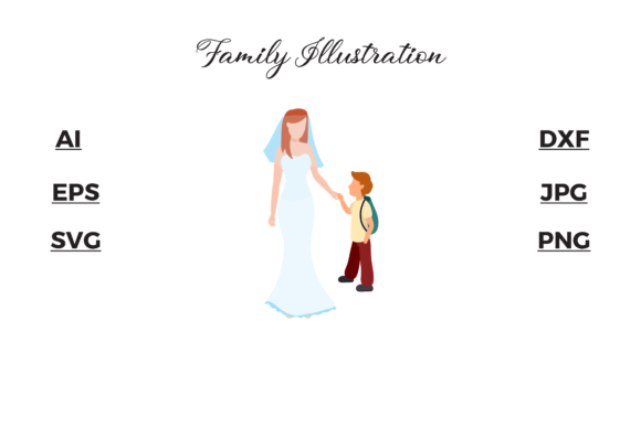 Family - Son and Bride Illustrations: A Designer's Go-To Asset