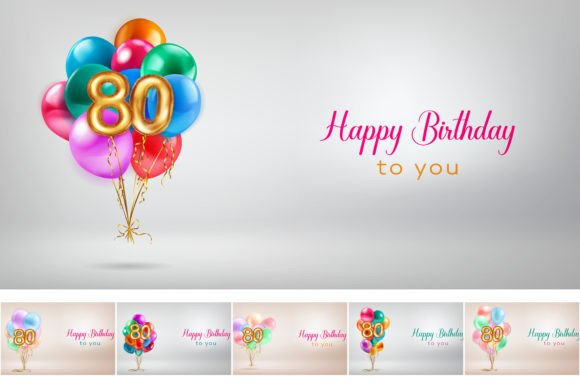 Happy Birthday Illustrations, 80 Year: A Design Asset for Milestone Celebrations