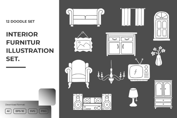 Interior Furniture Doodle Illustrations: Your Toolkit for Whimsical Design