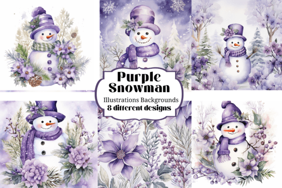 Pastel Purple Snowman Illustrations: A Digital Crafting Guide