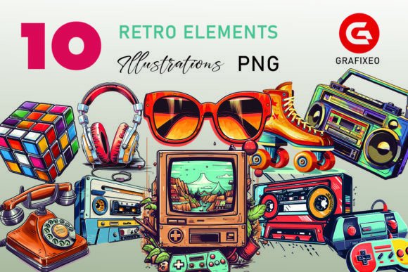 Retro 90s Illustrations Clipart Bundle: A Creative Toolkit