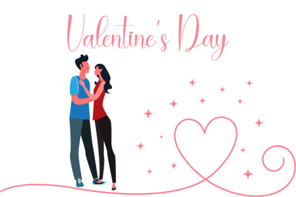 Romantic Vector Art: Valentine Couple Hugging Illustrations