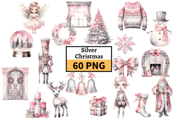 Silver Pink Christmas Illustrations: A Festive Design Guide