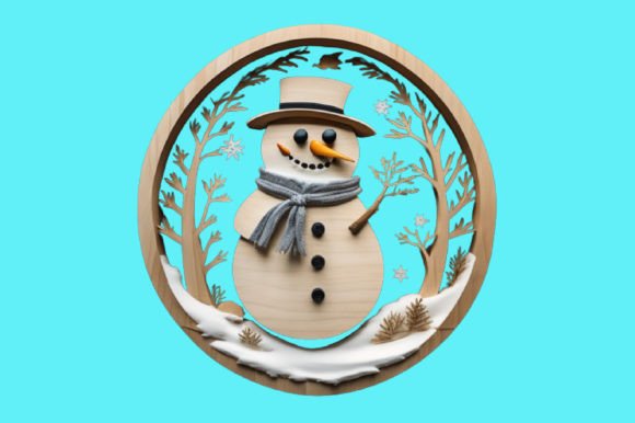 Snowman Wood Laser Cut Illustrations: A Fresh Take on Rustic Design