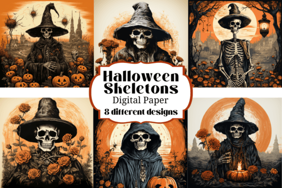 Unlock Spooky Creativity with Halloween Skeletons Illustrations