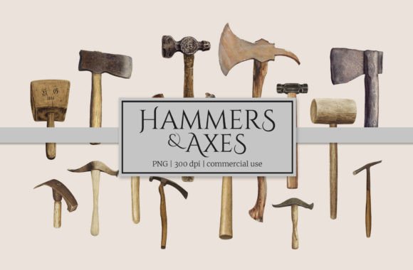 Vintage Hammer & Axe Clipart for Designers